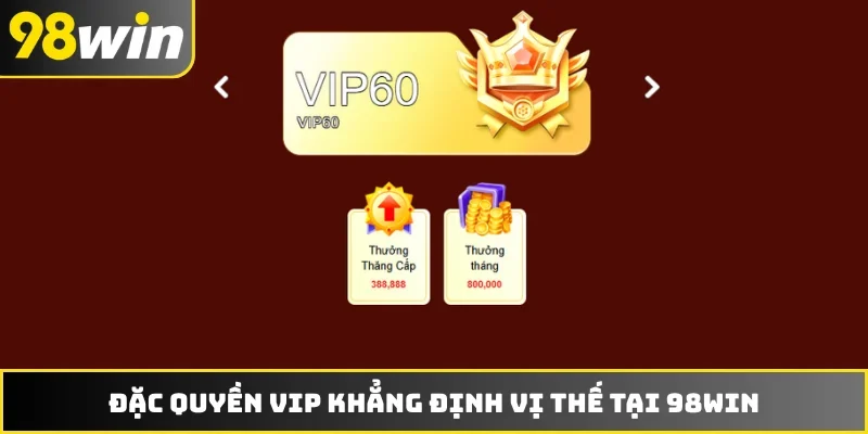Đặc quyền VIP khẳng định vị thế tại 98WIN